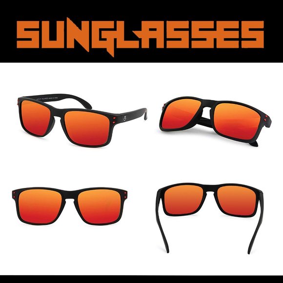 Polarized Sunglasses for Men & Women Mirrored - Red - Picture 2 of 7